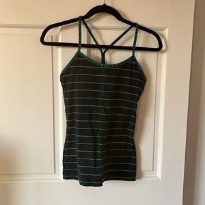 Lululemon Power Y Tank Luon Light Size 6 green bean and inkwell